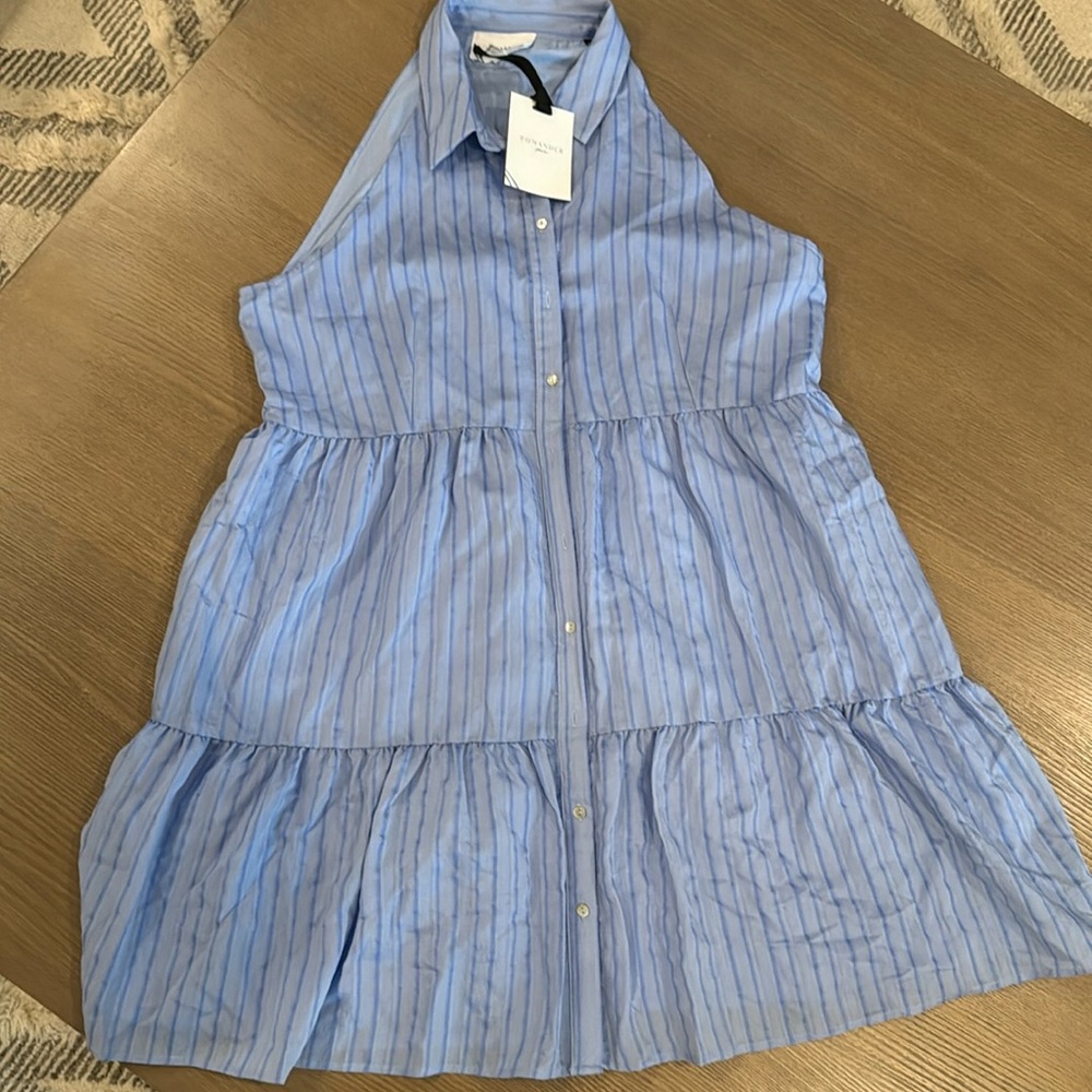 Pomander Place Blue Striped Dress